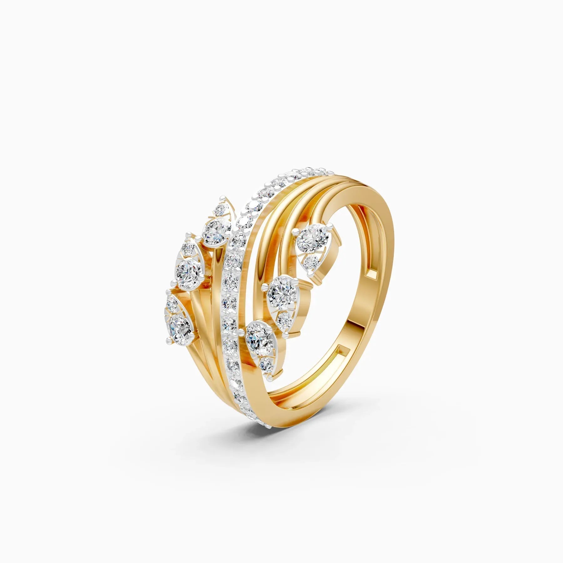 ��Flora | Round Lab Grown Diamond Leaf Design Ring�� Rings VD_AYN��- Lab Grown Diamonds Jewellery