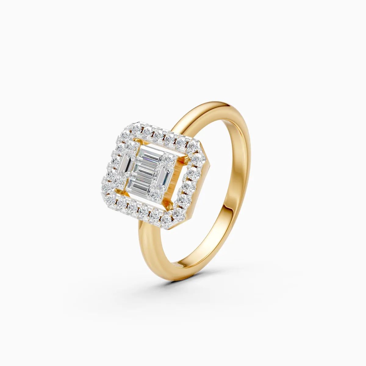 ��Mira | Baguette & Round Lab Grown Diamonds Halo Ring�� Rings VD_AYN��- Lab Grown Diamonds Jewellery