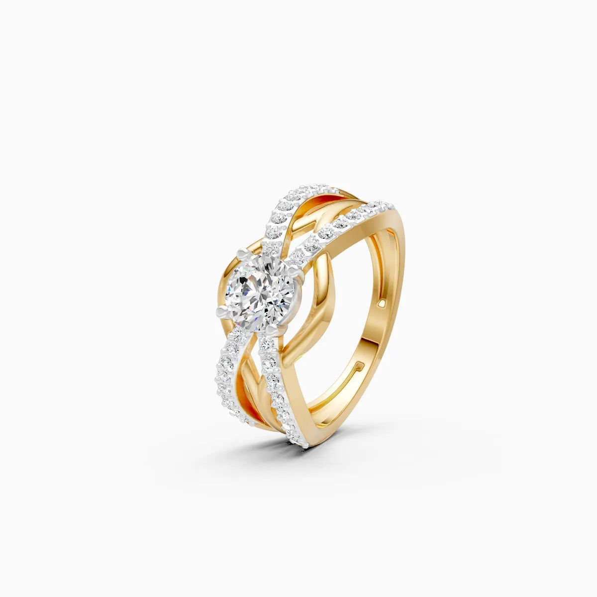 ��Foreva | Round Solitaire Criss-Cross Ring�� Rings VD_AYN��- Lab Grown Diamonds Jewellery
