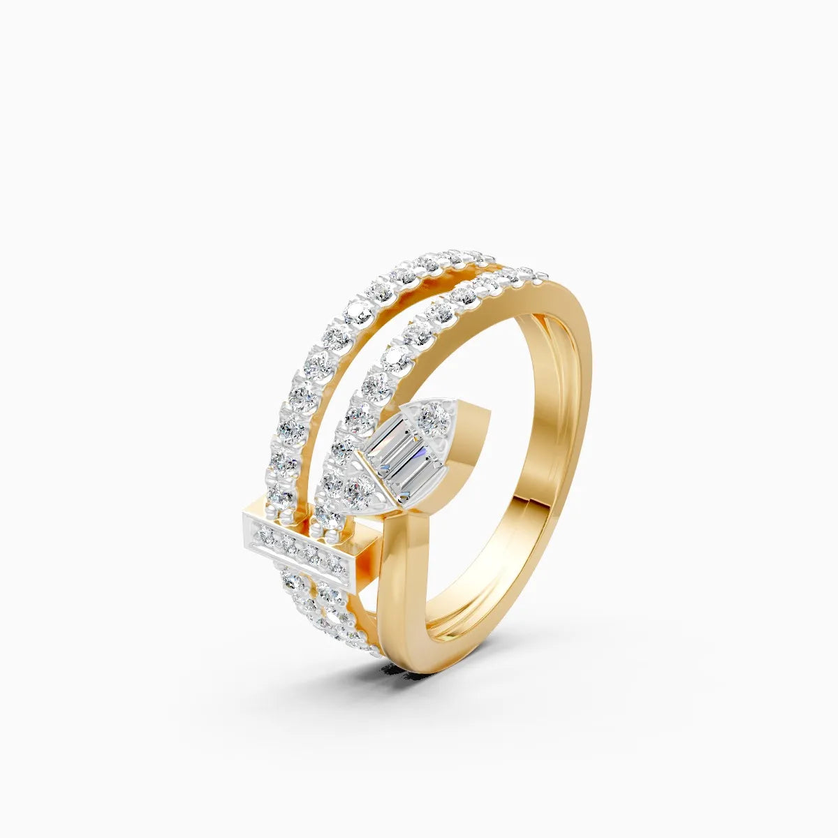 ��Laya | Round & Baguette Lab Grown Diamond Open Ring�� Rings VD_AYN��- Lab Grown Diamonds Jewellery